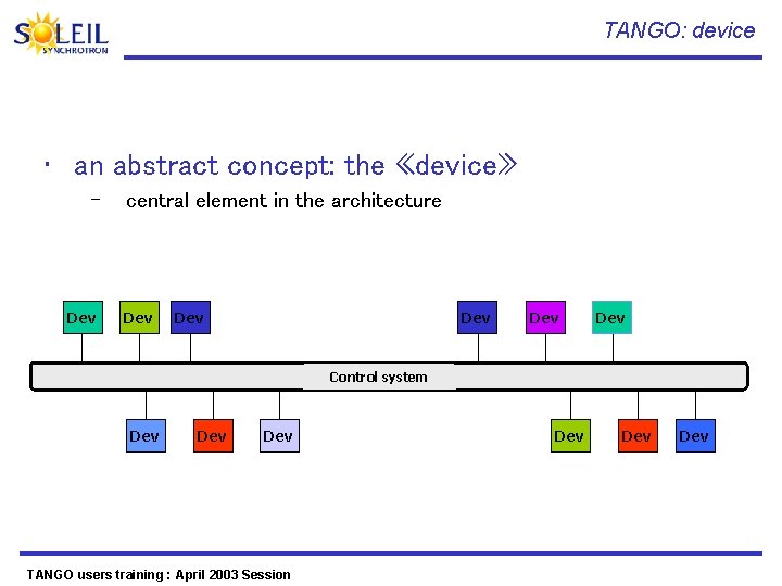 TANGO: device • an abstract concept: the «device» – Dev O central element in