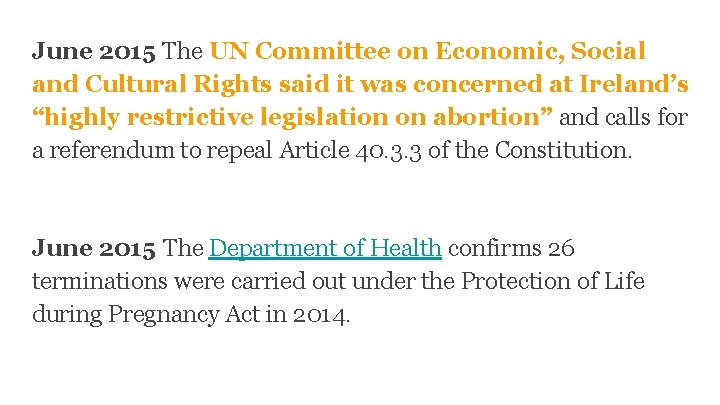 June 2015 The UN Committee on Economic, Social and Cultural Rights said it was