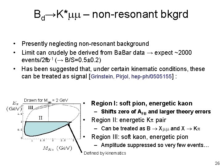 Bd→K*mm – non-resonant bkgrd • Presently neglecting non-resonant background • Limit can crudely be