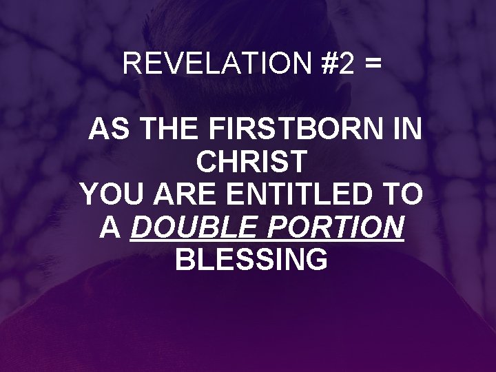 REVELATION #2 = AS THE FIRSTBORN IN CHRIST YOU ARE ENTITLED TO A DOUBLE