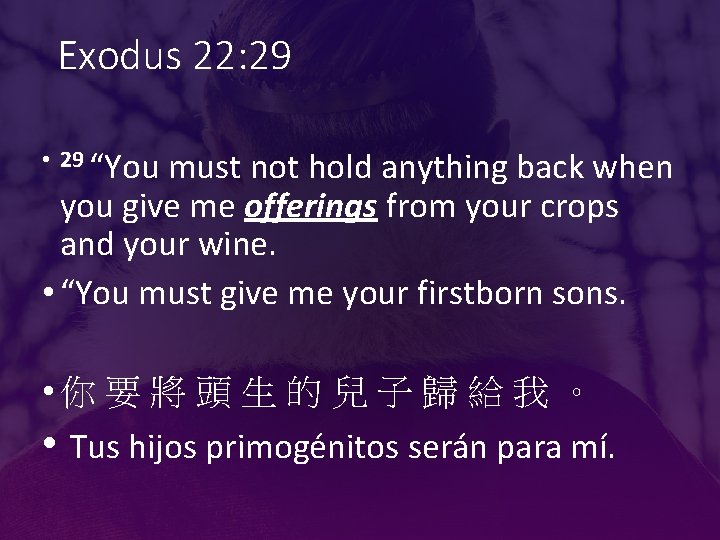 Exodus 22: 29 • 29 “You must not hold anything back when you give