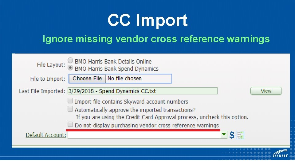 CC Import Ignore missing vendor cross reference warnings 