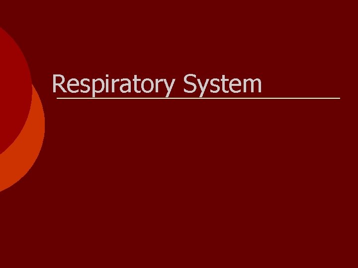 Respiratory System 