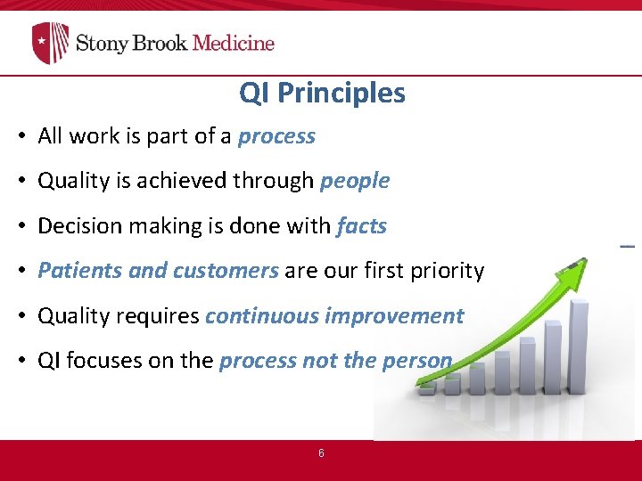 QI Principles • All work is part of a process • Quality is achieved