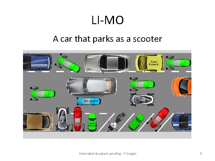 LI-MO A car that parks as a scooter International patent pending - F. Guigan