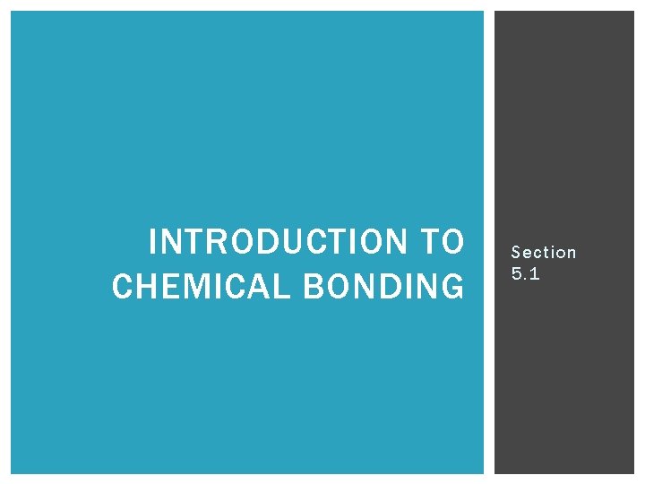 INTRODUCTION TO CHEMICAL BONDING Section 5. 1 