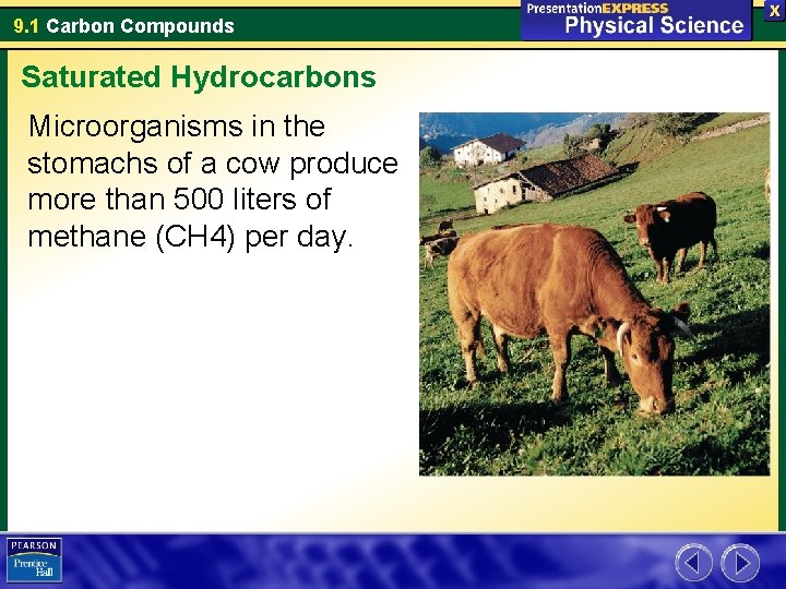 9. 1 Carbon Compounds Saturated Hydrocarbons Microorganisms in the stomachs of a cow produce