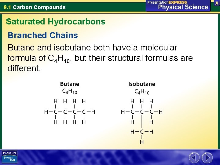 9. 1 Carbon Compounds Saturated Hydrocarbons Branched Chains Butane and isobutane both have a