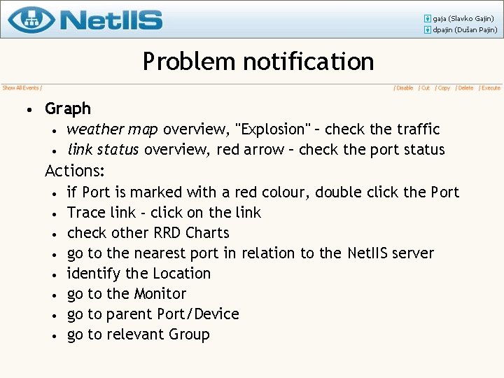 Problem notification • Graph • • weather map overview, "Explosion" – check the traffic