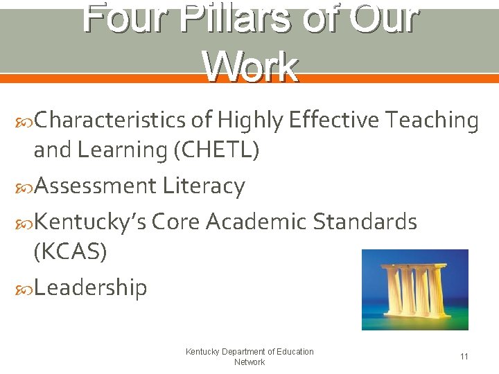 Four Pillars of Our Work Characteristics of Highly Effective Teaching and Learning (CHETL) Assessment