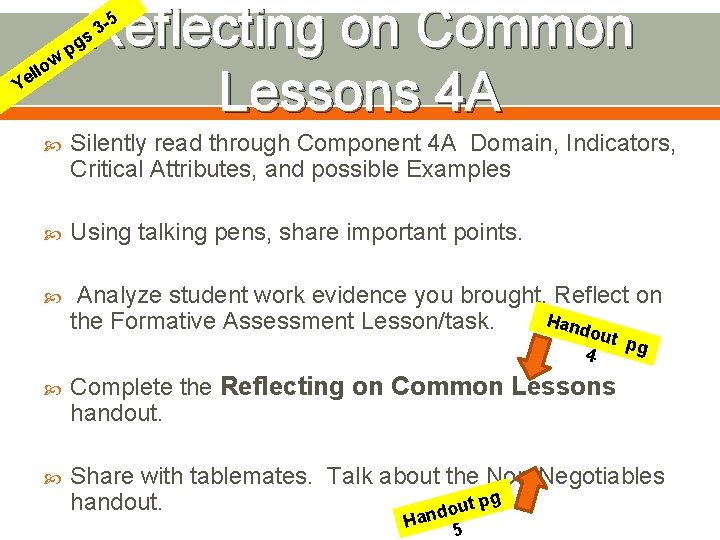Reflecting on Common Lessons 4 A -5 3 s Y o ell w pg