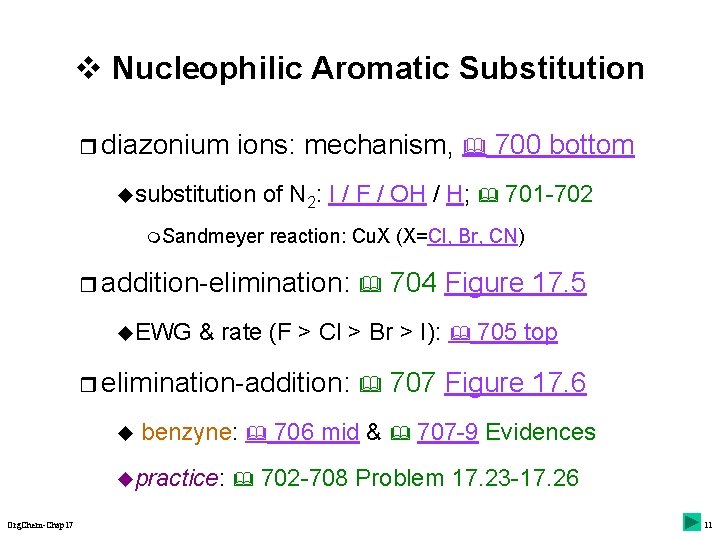 v Nucleophilic Aromatic Substitution r diazonium ions: mechanism, 700 bottom usubstitution of N 2: