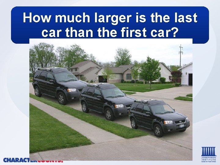 How much larger is the last car than the first car? 