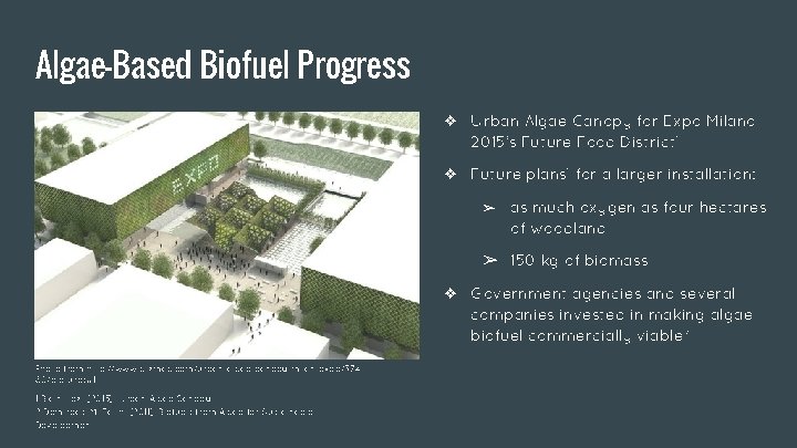 Algae-Based Biofuel Progress ❖ Urban Algae Canopy for Expo Milano 2015’s Future Food District