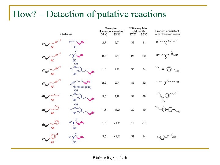 How? – Detection of putative reactions Bio. Intelligence Lab 