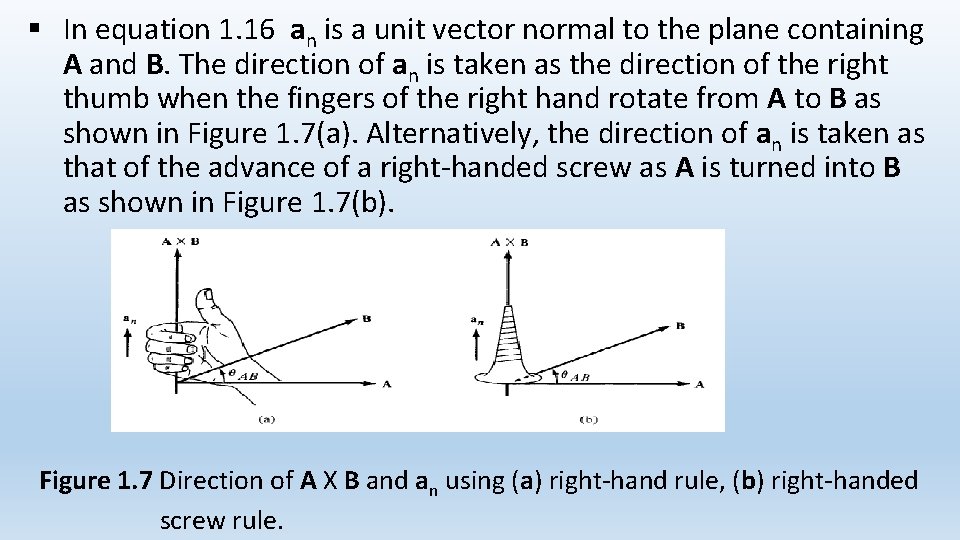 § In equation 1. 16 an is a unit vector normal to the plane