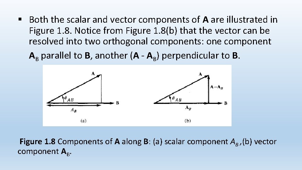§ Both the scalar and vector components of A are illustrated in Figure 1.