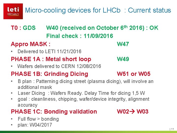 PLANNING - ESTIMATION Micro-cooling devices for LHCb : Current status T 0 : GDS