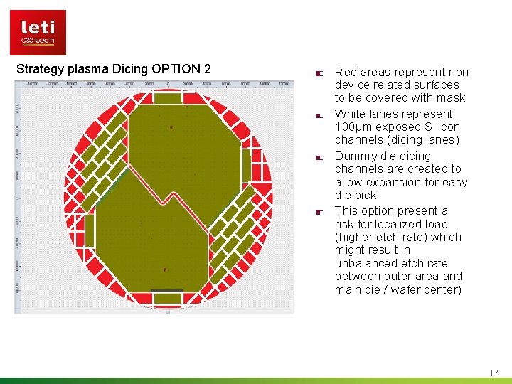 OVERALL MASKING & STREET STRATEGY OPTION #2 Strategy plasma Dicing OPTION 2 Red areas