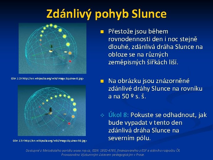 Zdánlivý pohyb Slunce Obr. 12: <http: //en. wikipedia. org/wiki/Image: Equinox-0. jpg> Obr. 13: <http: