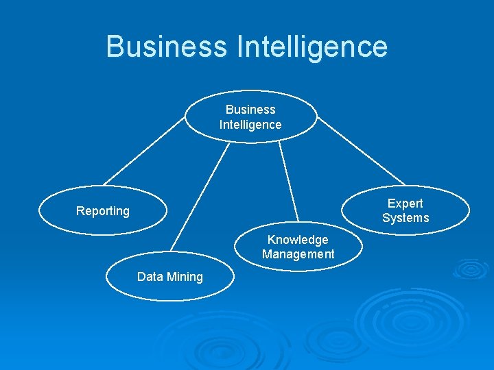 Business Intelligence Expert Systems Reporting Knowledge Management Data Mining 