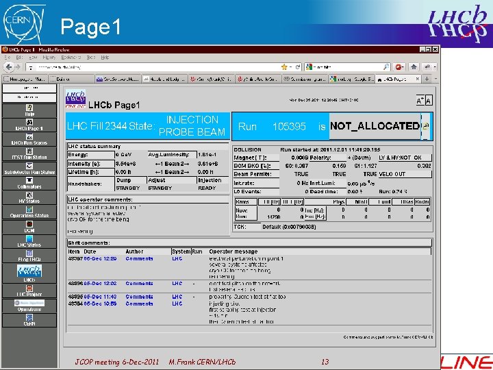 Page 1 JCOP meeting 6 -Dec-2011 M. Frank CERN/LHCb 13 