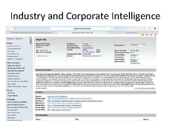Industry and Corporate Intelligence 