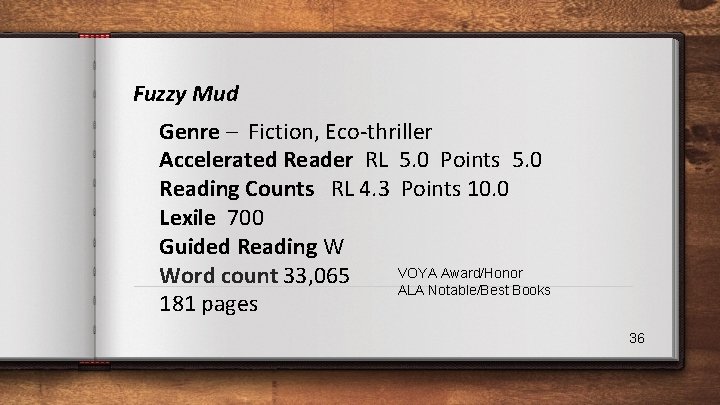 Fuzzy Mud Genre – Fiction, Eco-thriller Accelerated Reader RL 5. 0 Points 5. 0