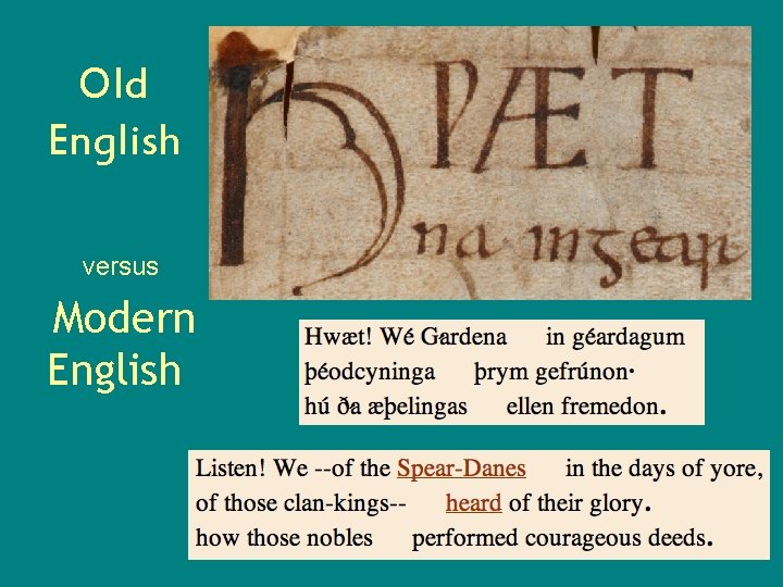 Old English versus Modern English 