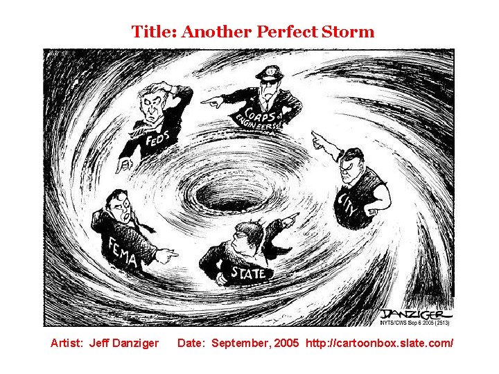 Title: Another Perfect Storm Artist: Jeff Danziger Date: September, 2005 http: //cartoonbox. slate. com/