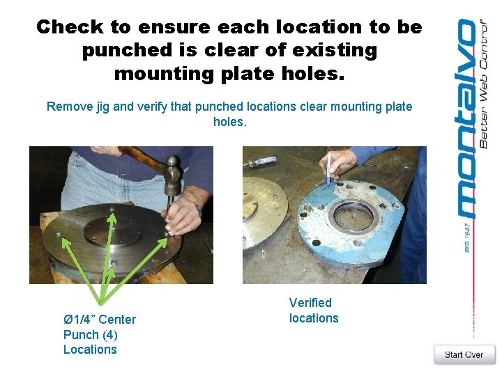 Check to ensure each location to be punched is clear of existing mounting plate