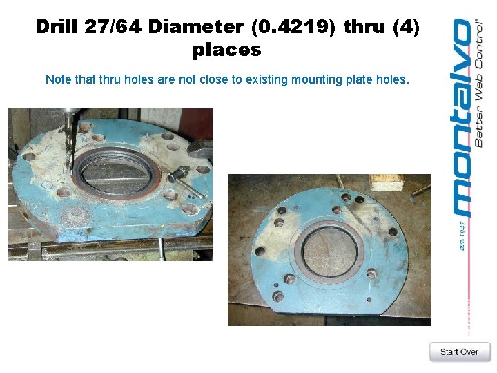 Drill 27/64 Diameter (0. 4219) thru (4) places Note that thru holes are not