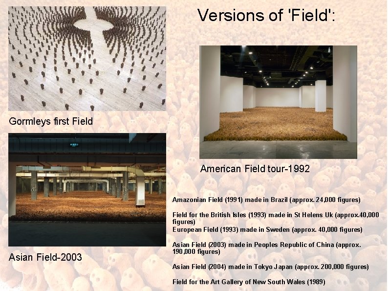 Versions of 'Field': Gormleys first Field American Field tour-1992 Amazonian Field (1991) made in