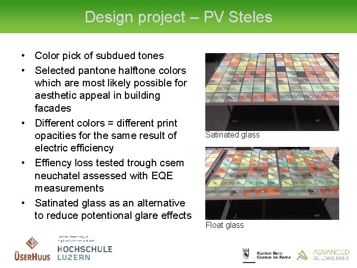 Design project – PV Steles • Color pick of subdued tones • Selected pantone