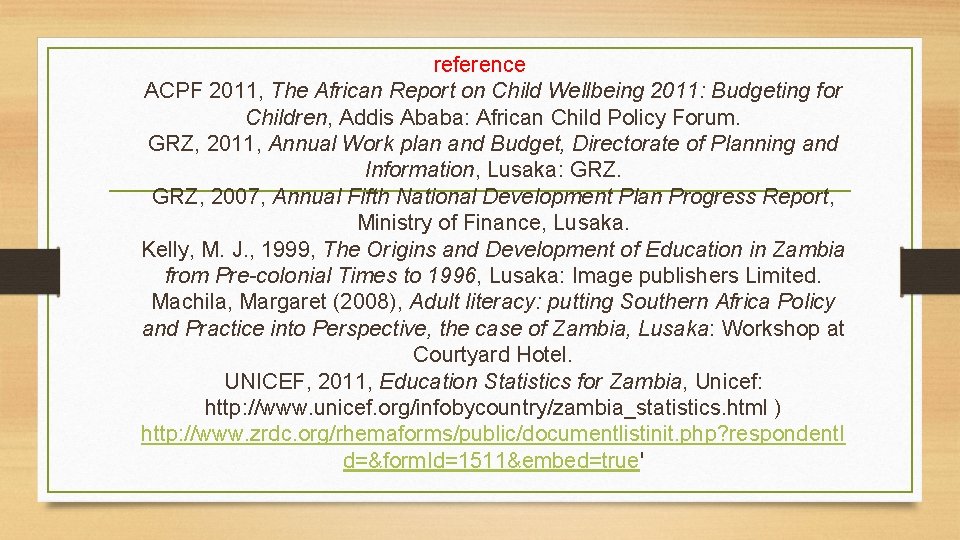 reference ACPF 2011, The African Report on Child Wellbeing 2011: Budgeting for Children, Addis