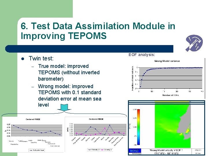 6. Test Data Assimilation Module in Improving TEPOMS l Twin test: – – True