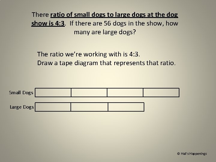 There ratio of small dogs to large dogs at the dog show is 4: