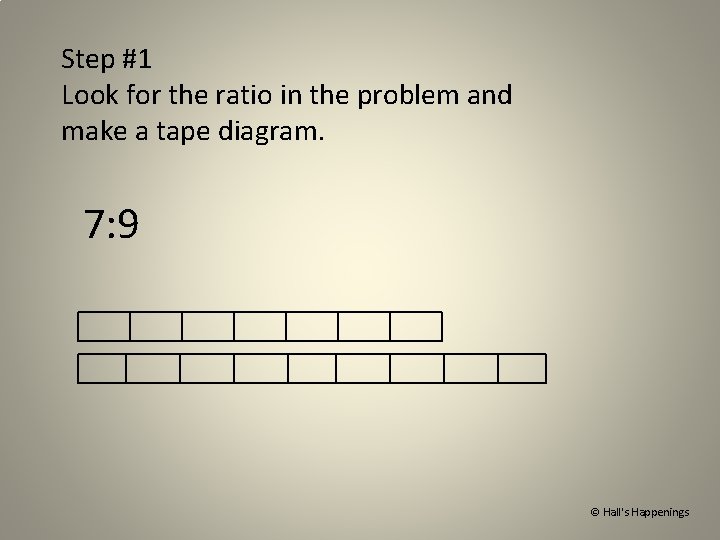 Step #1 Look for the ratio in the problem and make a tape diagram.
