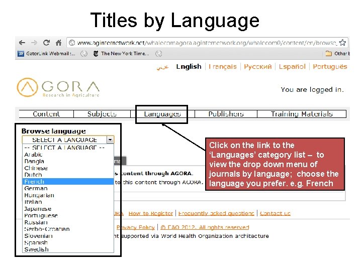 Titles by Language Click on the link to the ‘Languages’ category list – to Titles by Language Click on the link to the ‘Languages’ category list – to