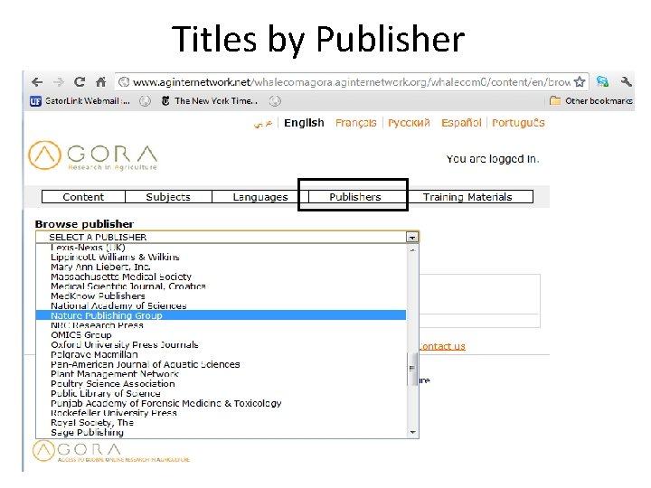 Titles by Publisher 