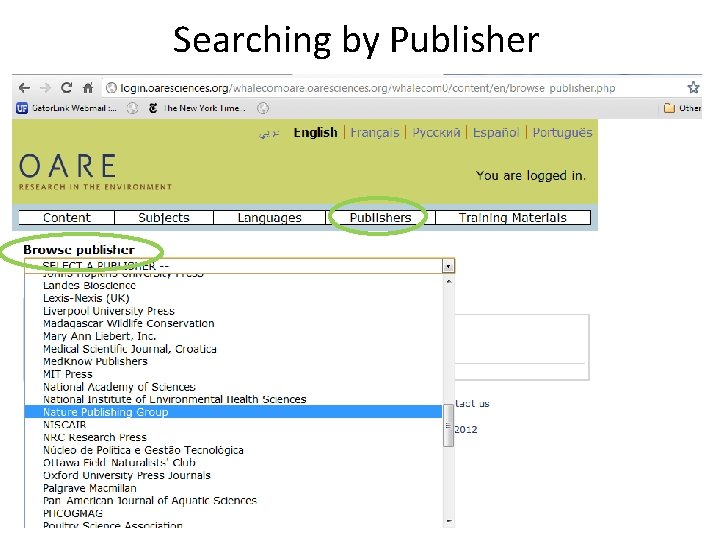 Searching by Publisher 