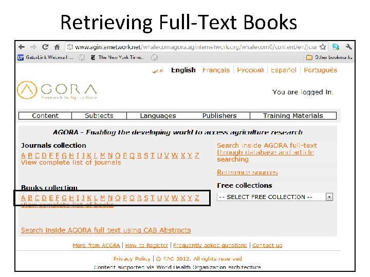 Retrieving Full-Text Books 