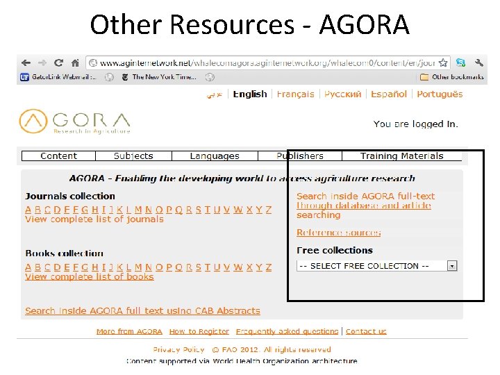 Other Resources - AGORA Other Resources - AGORA