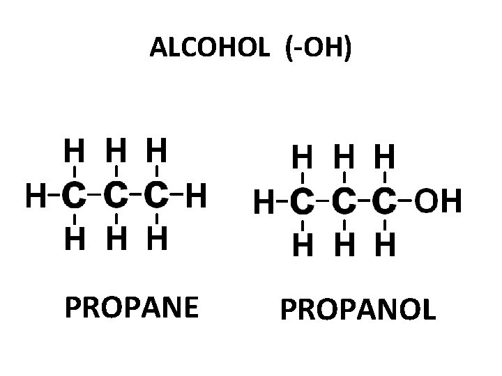 ALCOHOL (-OH) PROPANE PROPANOL 