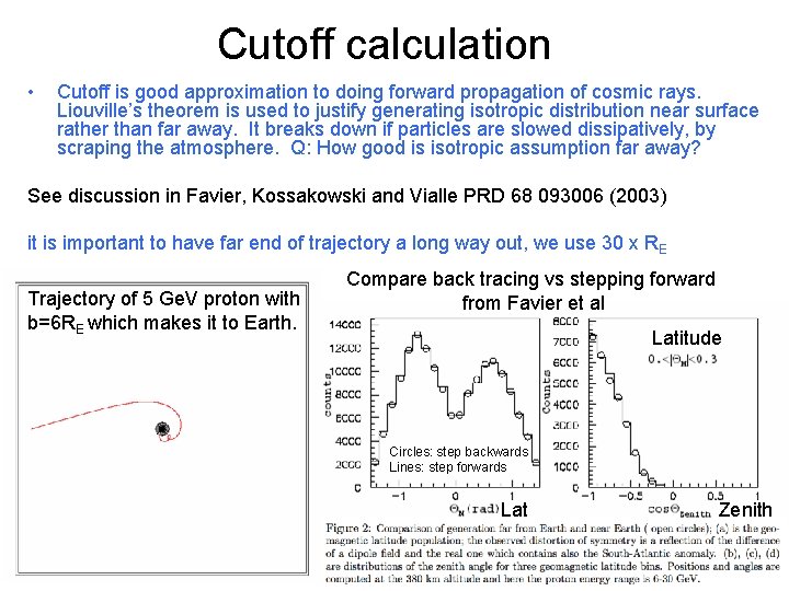Cutoff calculation • Cutoff is good approximation to doing forward propagation of cosmic rays.