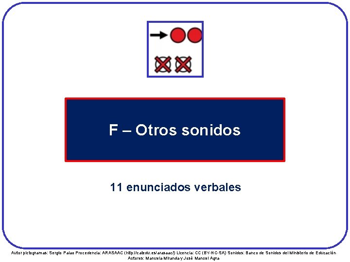 F – Otros sonidos 11 enunciados verbales Autor pictogramas: Sergio Palao Procedencia: ARASAAC (http: