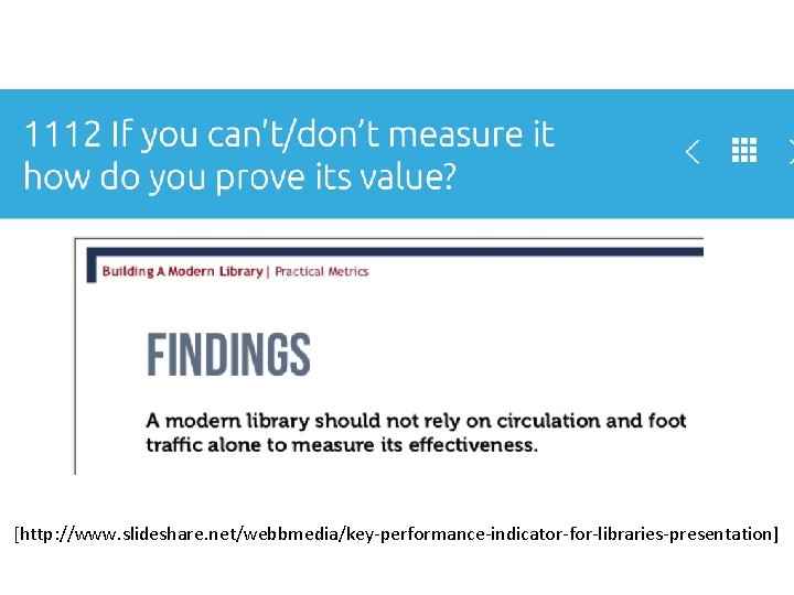 [http: //www. slideshare. net/webbmedia/key-performance-indicator-for-libraries-presentation] 