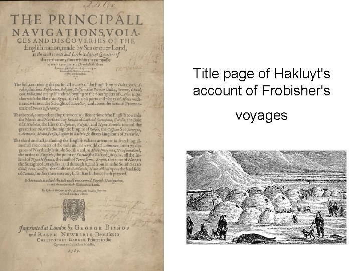 Title page of Hakluyt's account of Frobisher's voyages 