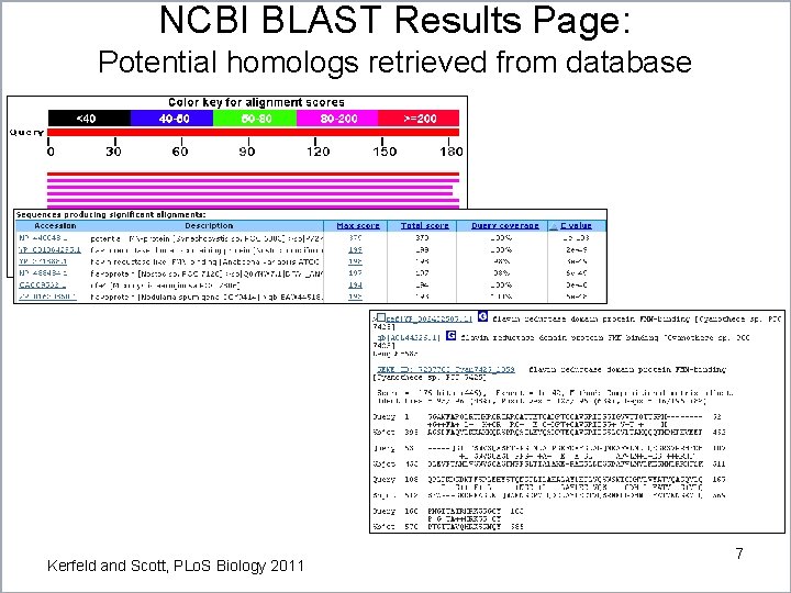 NCBI BLAST Results Page: Potential homologs retrieved from database Kerfeld and Scott, PLo. S NCBI BLAST Results Page: Potential homologs retrieved from database Kerfeld and Scott, PLo. S