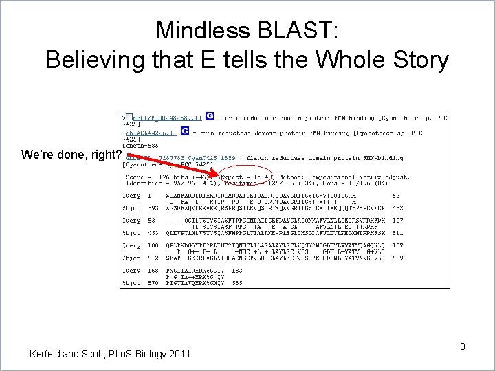 Mindless BLAST: Believing that E tells the Whole Story We’re done, right? Kerfeld and Mindless BLAST: Believing that E tells the Whole Story We’re done, right? Kerfeld and